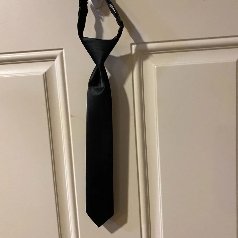 Black satin kids necktie